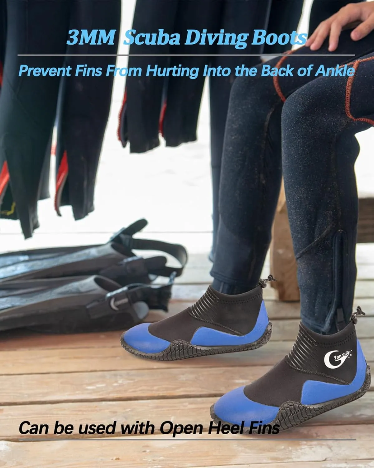 Neoprene Dive Boots, Scuba Diving Surf Wetsuit Booties for Men Women 3MM, Water Fin Shoes Sailing Boots with Anti-Slip Premium Rubber Sole for Water Sports Snorkeling