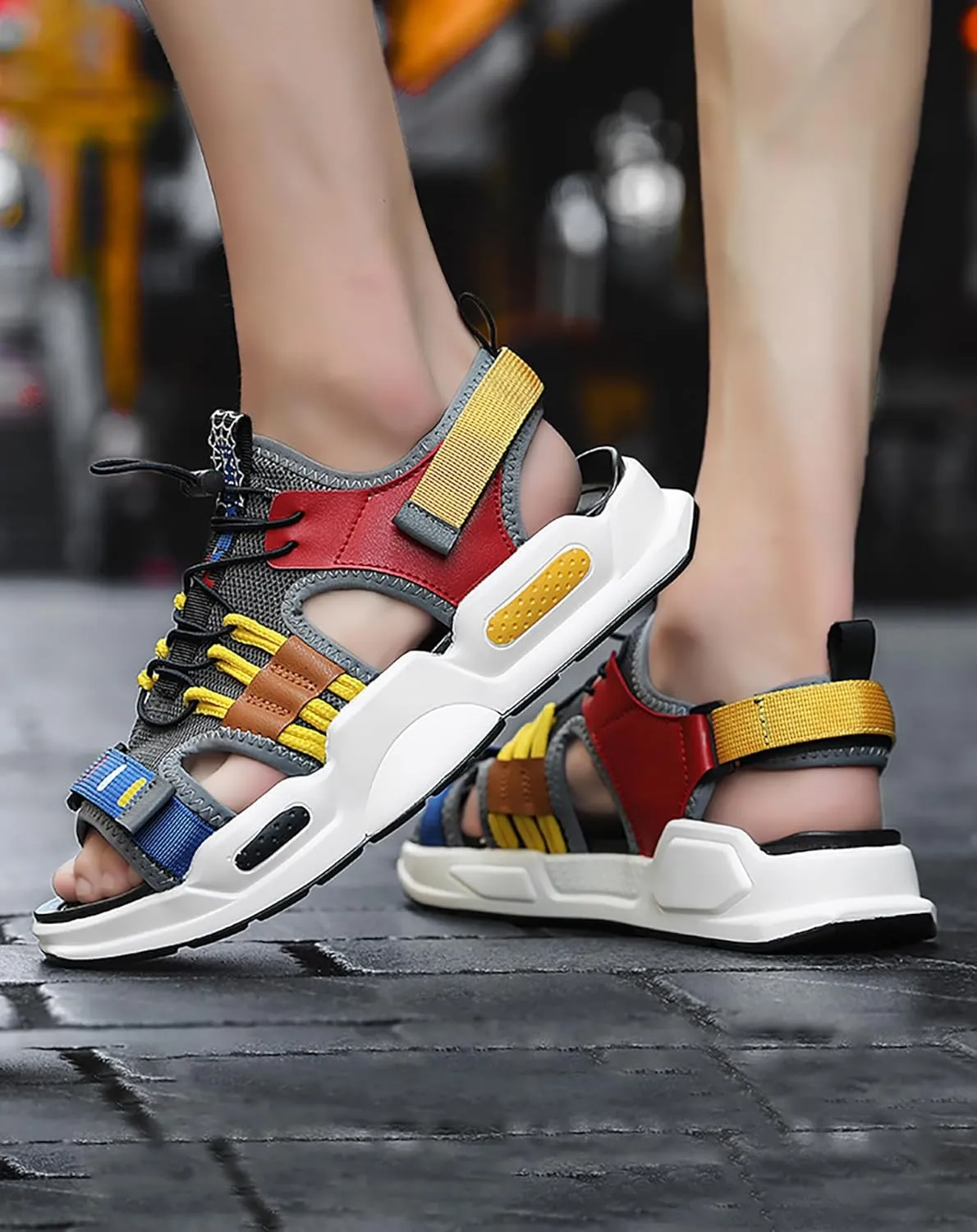 Niepce Inc Streetwear Open Toe Men's Summer Adjustable Outdoor Sandals