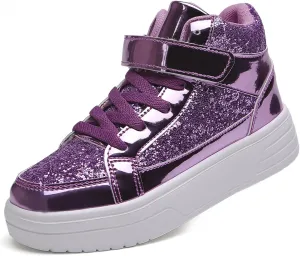 Nihaoya Kids High Top Fashion Sneakers for Girl Boy Shoes Glitter Boots