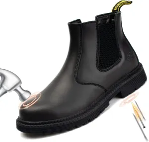 NOLINSHIELD Steel Toe Boots for men,Slip-on Lightweight Working Boots,Safety,Leather,Comfortable,Puncture-Proof,Mechanic Work Boots