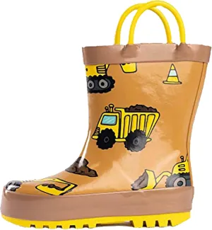 NORTY Rubber Rain Boots for Kids - Waterproof Rubber Boots Boys and Girls Solid & Printed Rainboots for Toddlers and Kids
