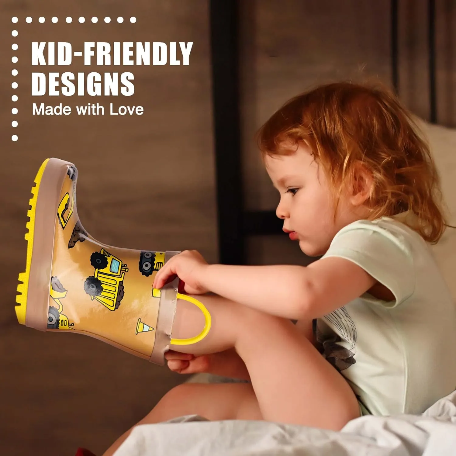 NORTY Rubber Rain Boots for Kids - Waterproof Rubber Boots Boys and Girls Solid & Printed Rainboots for Toddlers and Kids