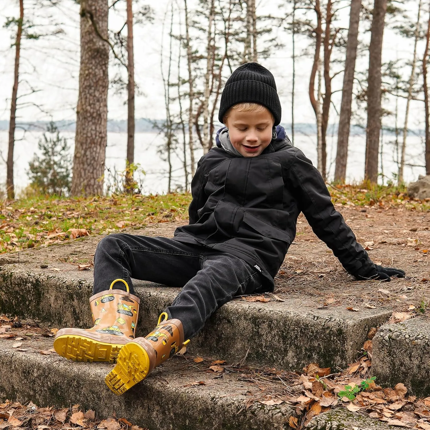 NORTY Rubber Rain Boots for Kids - Waterproof Rubber Boots Boys and Girls Solid & Printed Rainboots for Toddlers and Kids