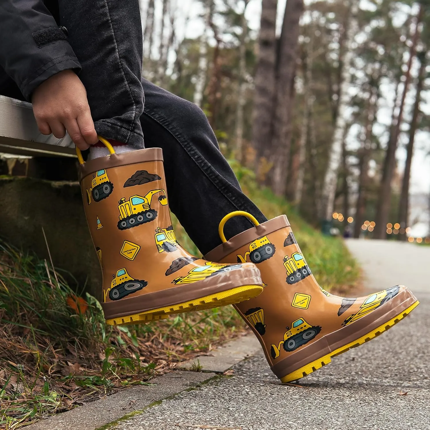 NORTY Rubber Rain Boots for Kids - Waterproof Rubber Boots Boys and Girls Solid & Printed Rainboots for Toddlers and Kids