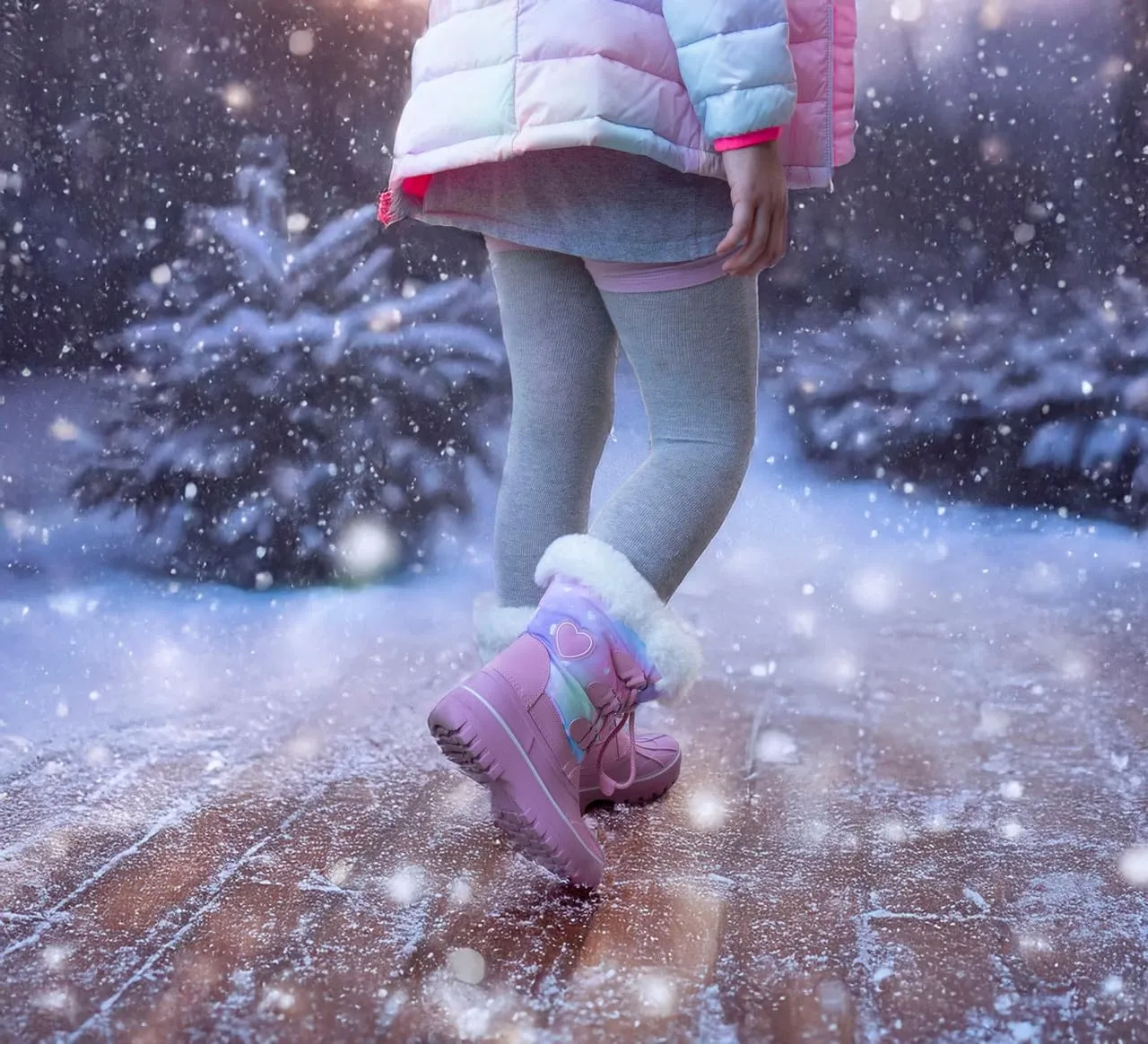 Nova Mountain Light Up Boots Boys Girls Little Kids Winter Snow Boots