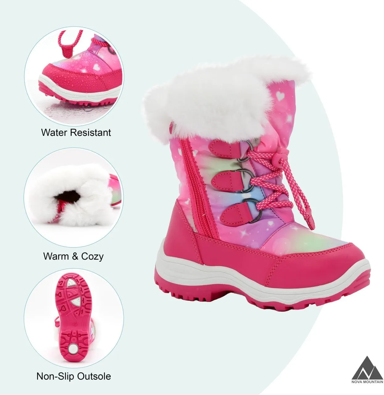 Nova Mountain Light Up Boots Boys Girls Little Kids Winter Snow Boots