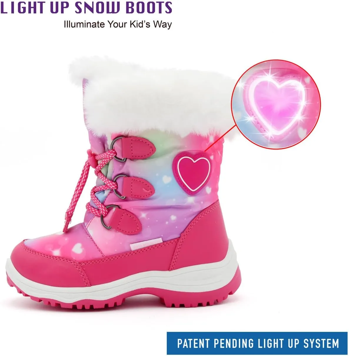 Nova Mountain Light Up Boots Boys Girls Little Kids Winter Snow Boots