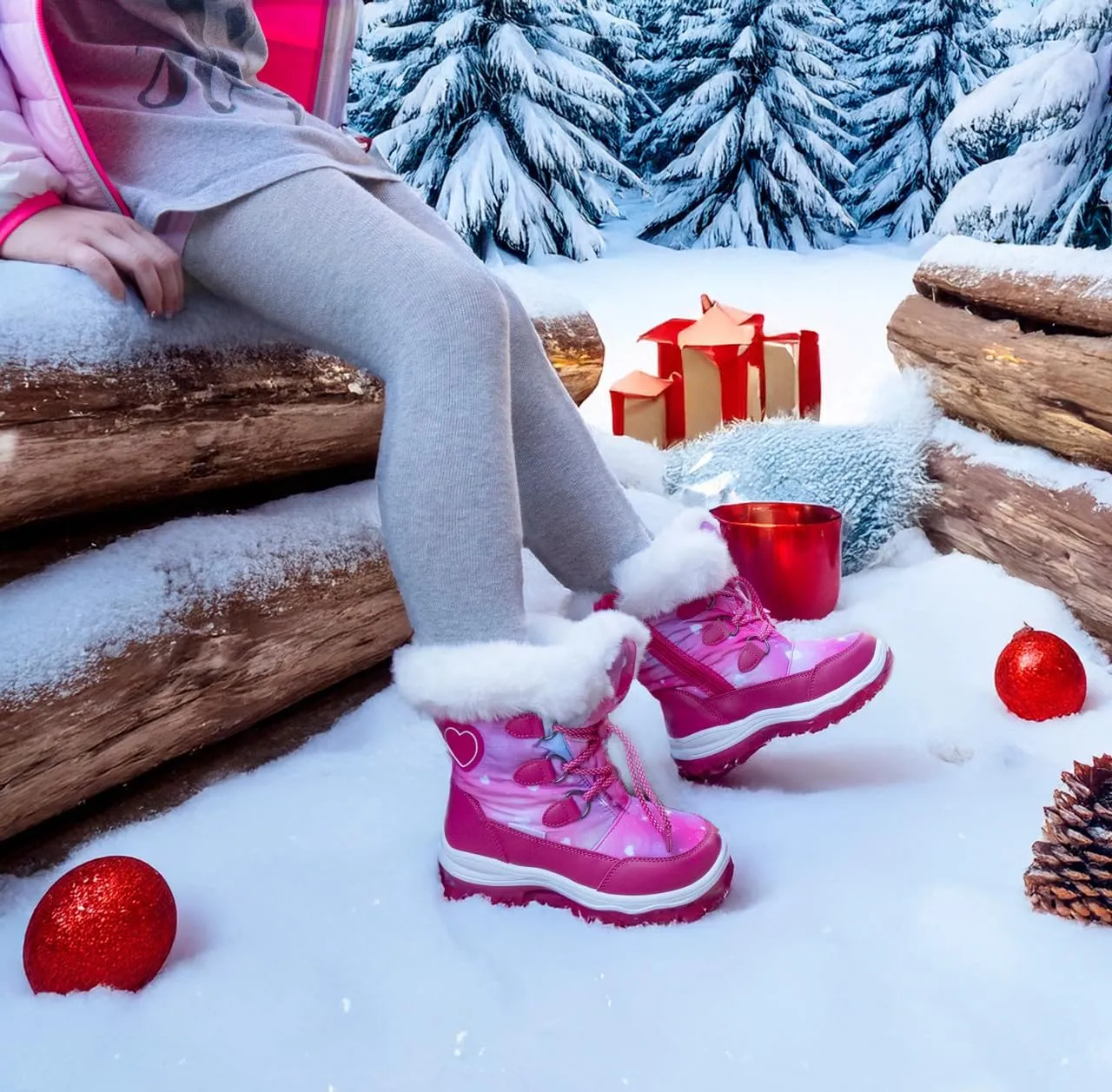 Nova Mountain Light Up Boots Boys Girls Little Kids Winter Snow Boots
