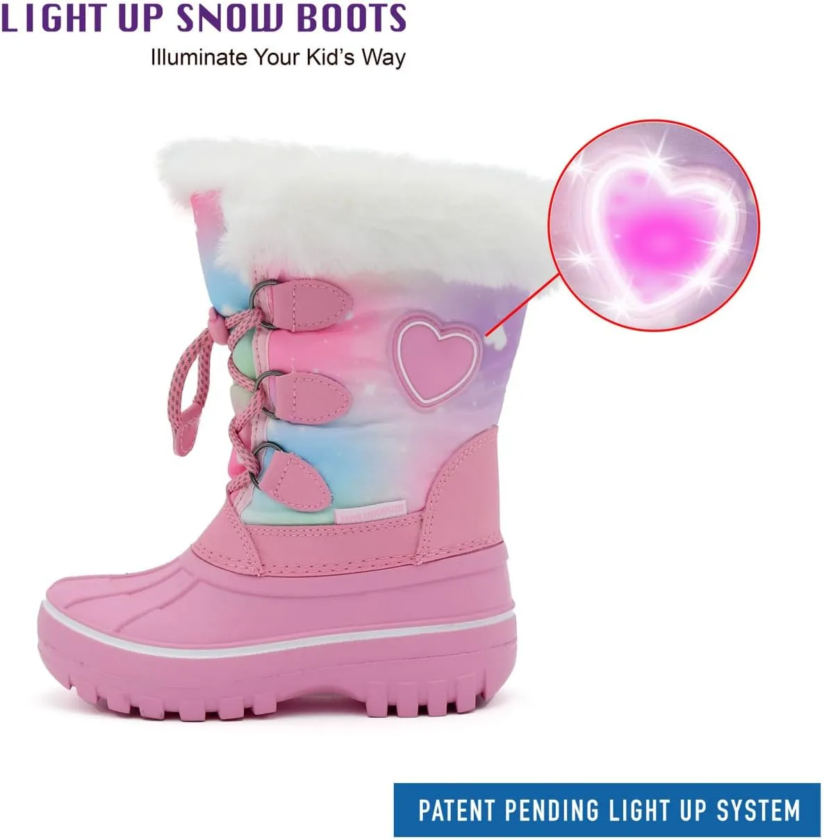 Nova Mountain Light Up Boots Boys Girls Little Kids Winter Snow Boots