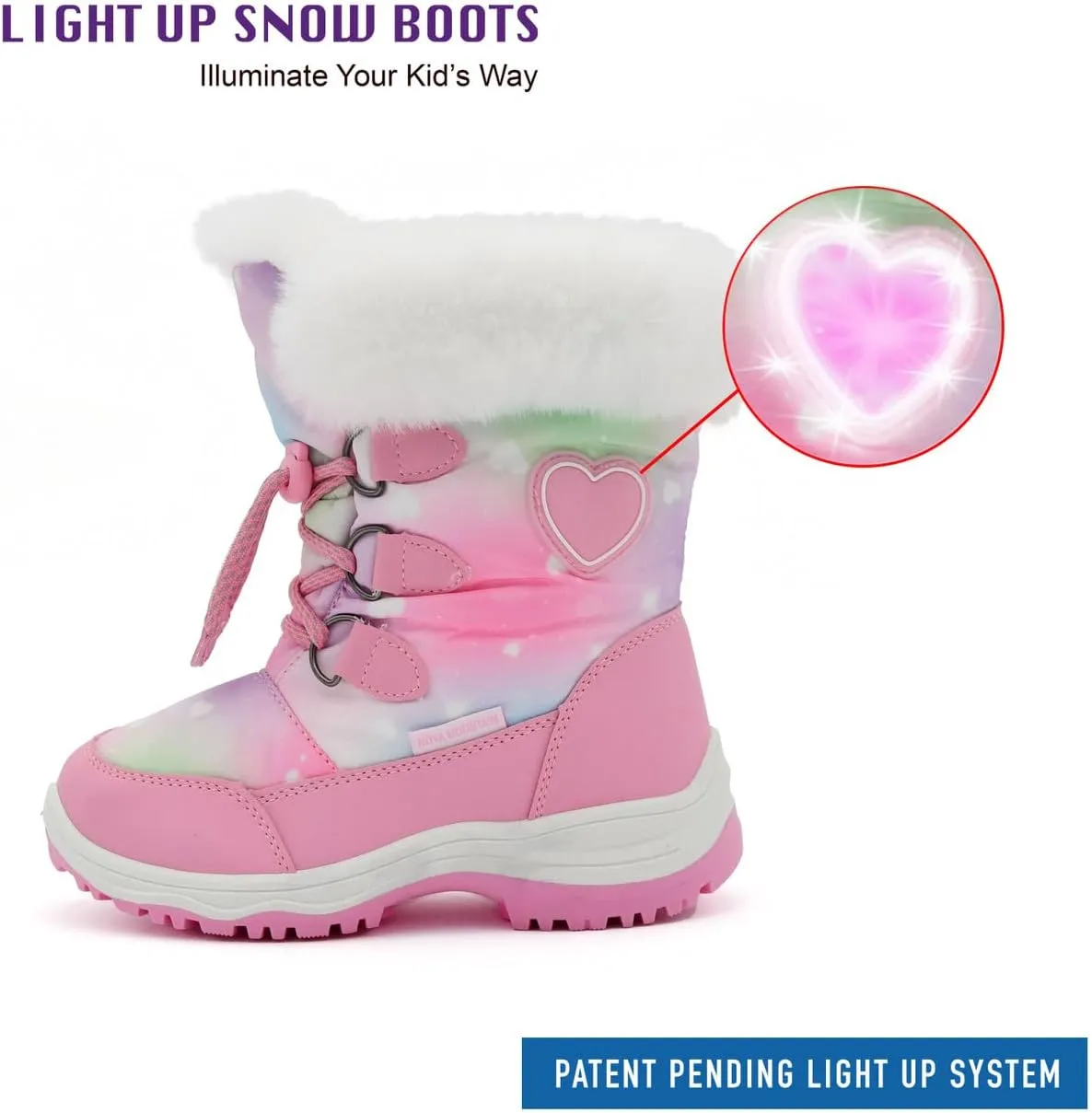 Nova Mountain Light Up Boots Boys Girls Little Kids Winter Snow Boots