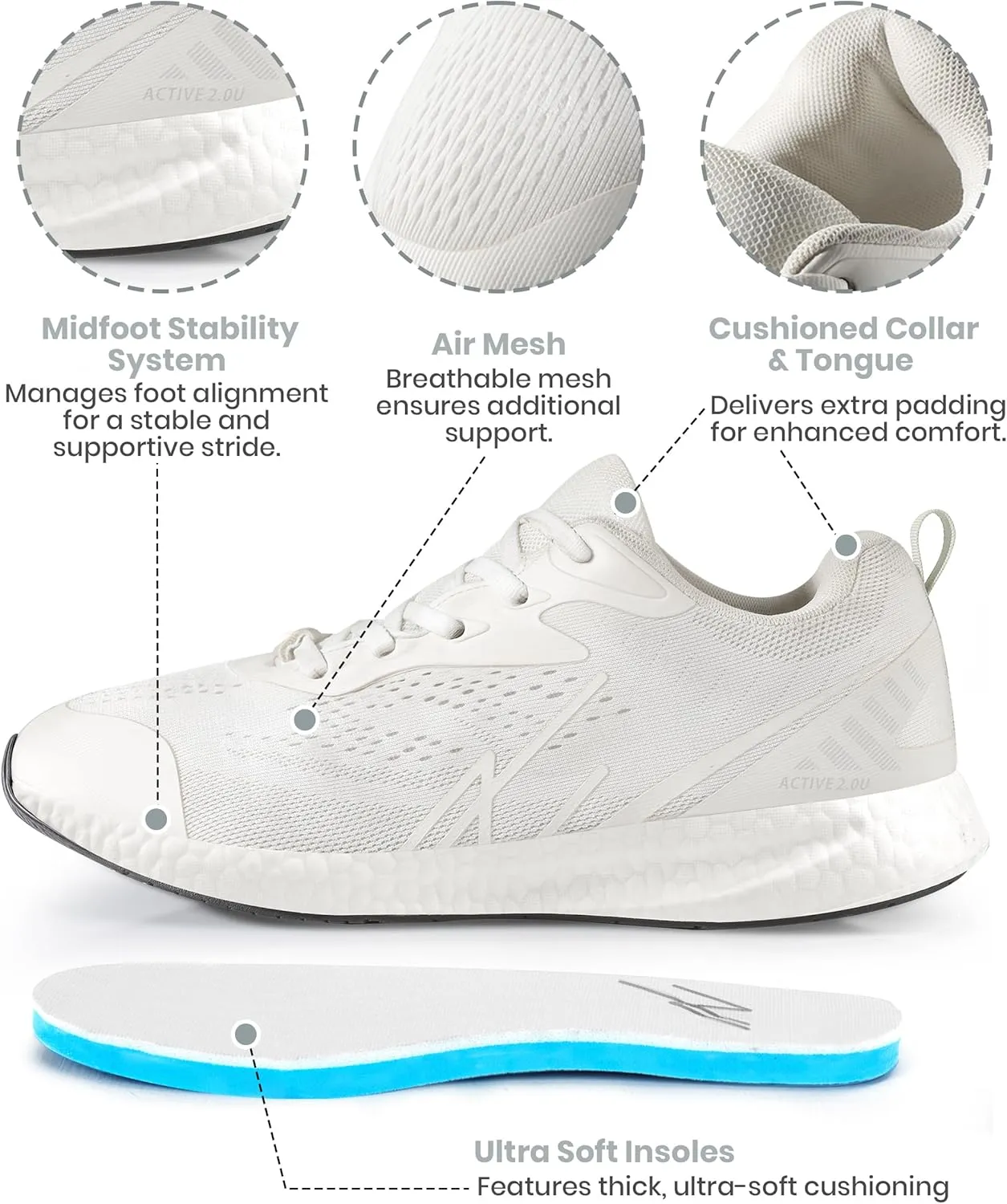 NY Threads Men's Running Shoes Comfortable and Lightweight Casual Sneakers