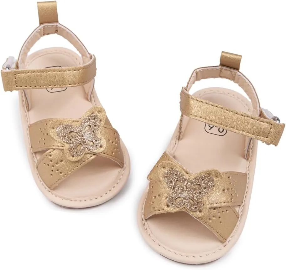 Oamico Baby Girl Sandals Infant Soft Anti-Slip Rubber Sole Casual Beach Sandals Newborn Bowknot Outdoor First Walker Summer Shoes for Baby Girls Flat Sandal