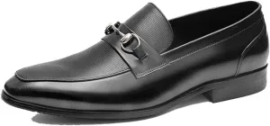 Office Formal Shoes，Urban Work Office Business Leather Shoes Men's Loafers Flat Driving Shoes with,Black- 39/UK 6.5/US 7