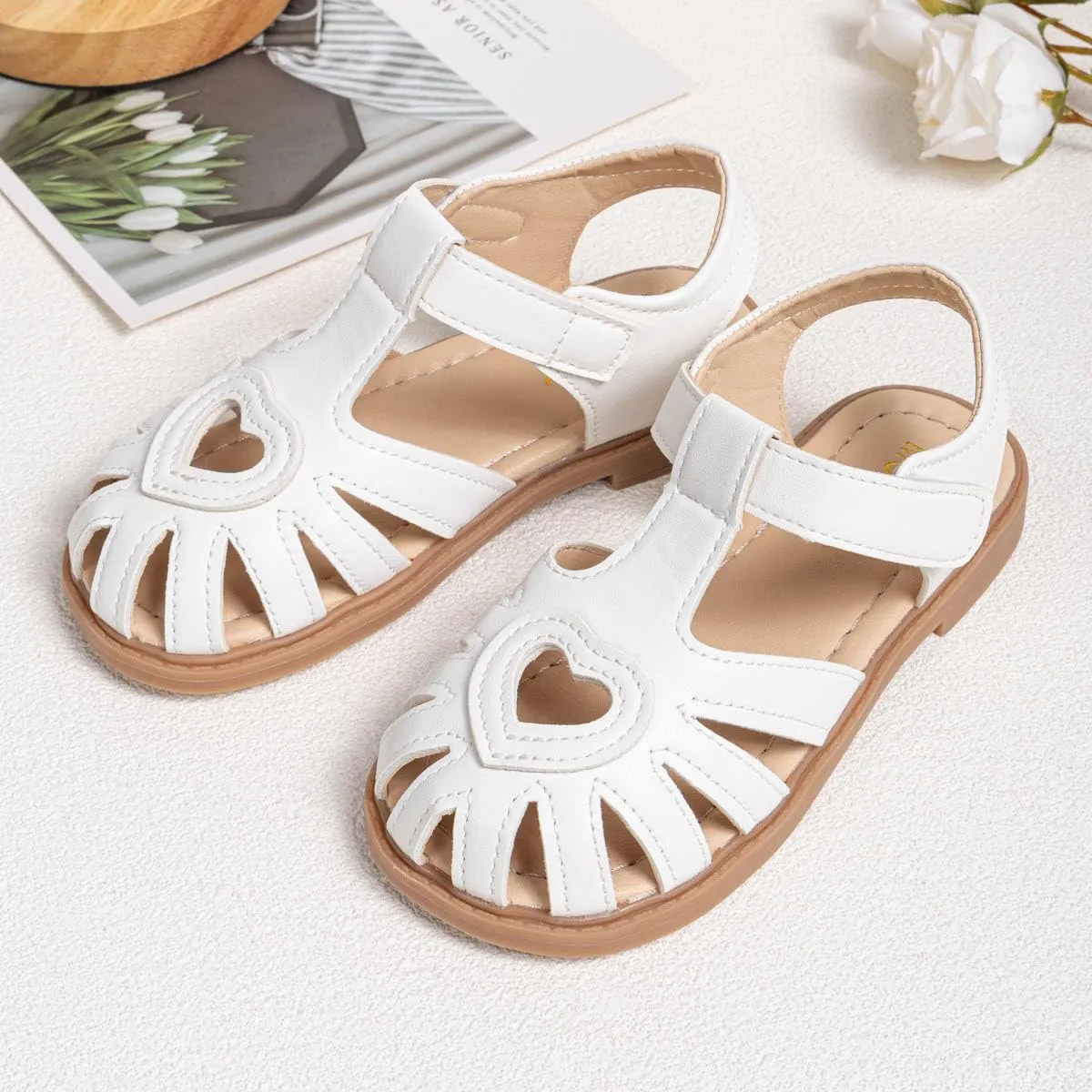 ohsofy Girls Sandals Closed Toe Flower Summer Outdoor Beach Dress Shoes (Toddler/Little Kid)