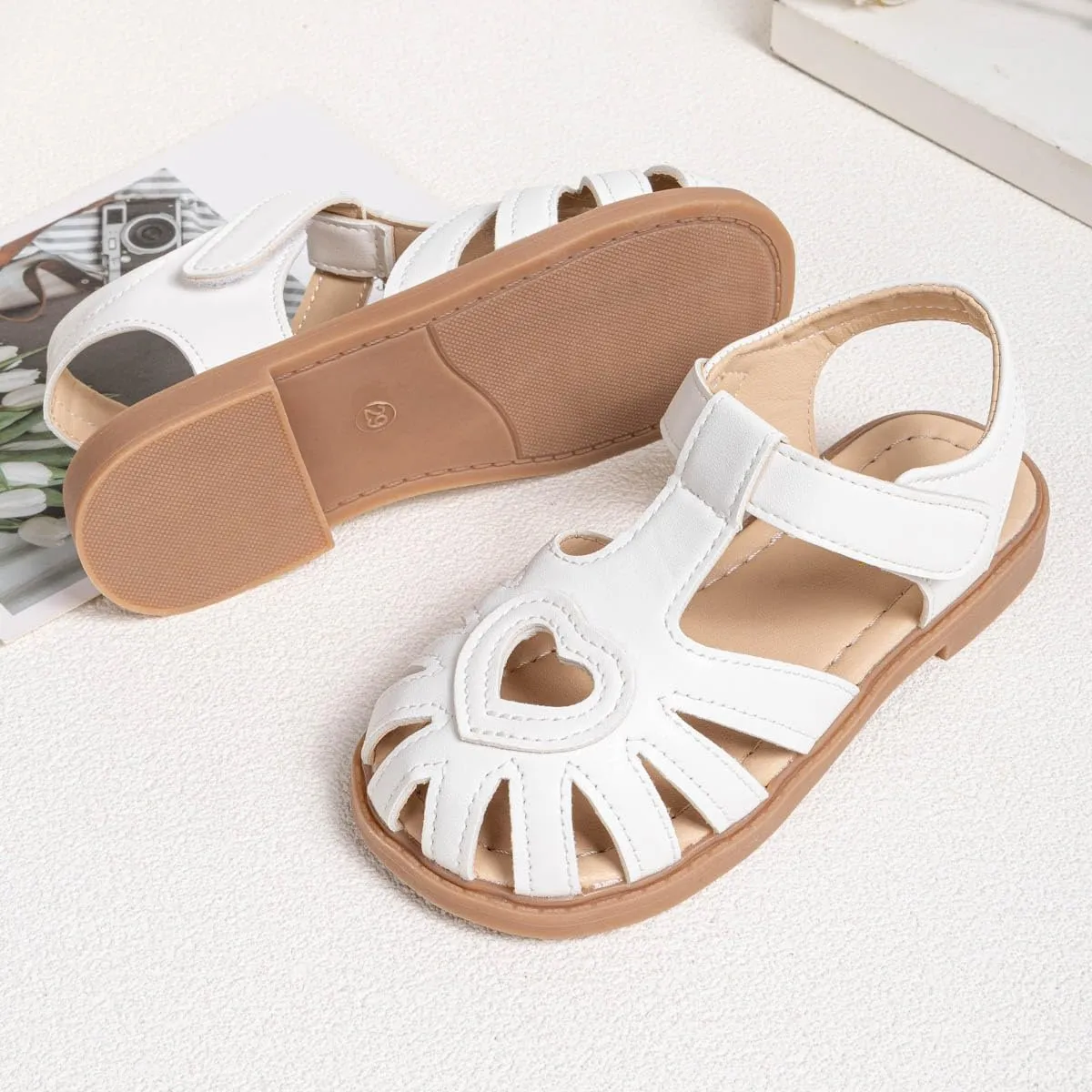 ohsofy Girls Sandals Closed Toe Flower Summer Outdoor Beach Dress Shoes (Toddler/Little Kid)