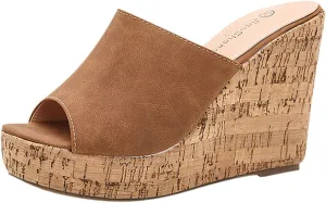 oiangi Womens Wedge High Heels Sandals Summer Fashion Fish Mouth Open Toe Solid Color Strap Platform Slippers Comfortable Trendy Casual Outdoor Beach Shoes