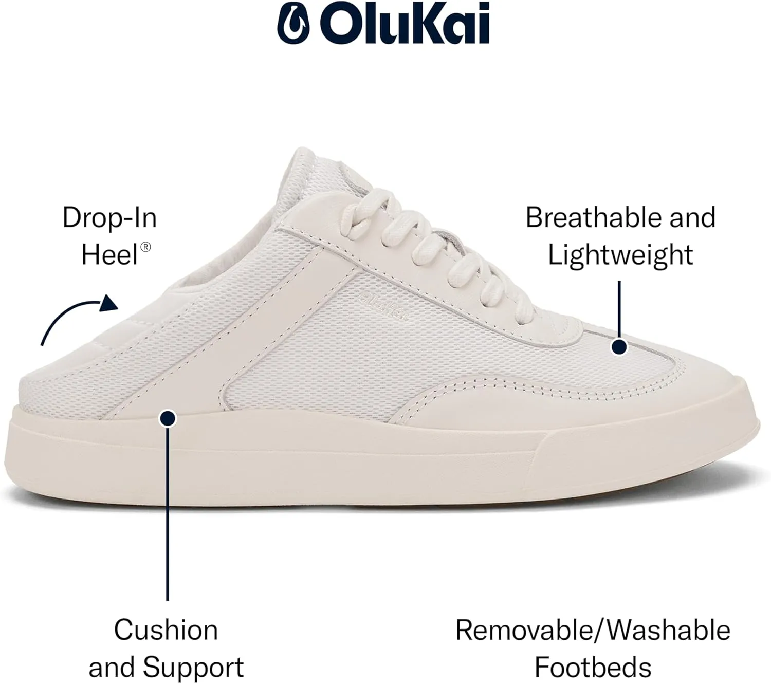 OLUKAI Ha'upu Hulu Women’s Court Sneakers, Tennis Shoes for Everyday Wear, All-Day Comfort & Supportive Shoe