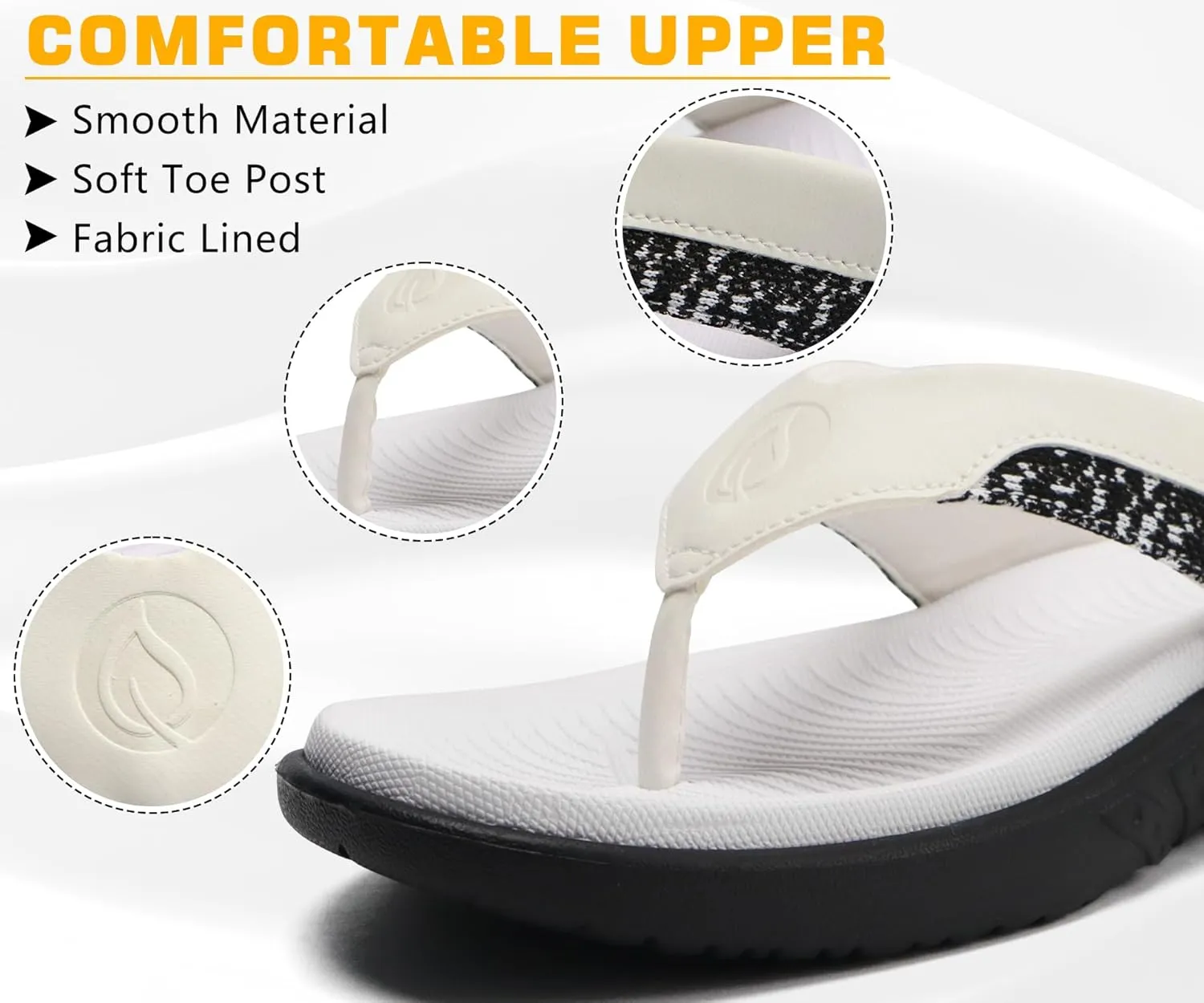 ONCAI Mens Flip Flop Open Toe Athletic Straps Orthotic Summer Plantar Fasciitis Sport Sandals with Soft Cushion Arch Support Size 7.5-15
