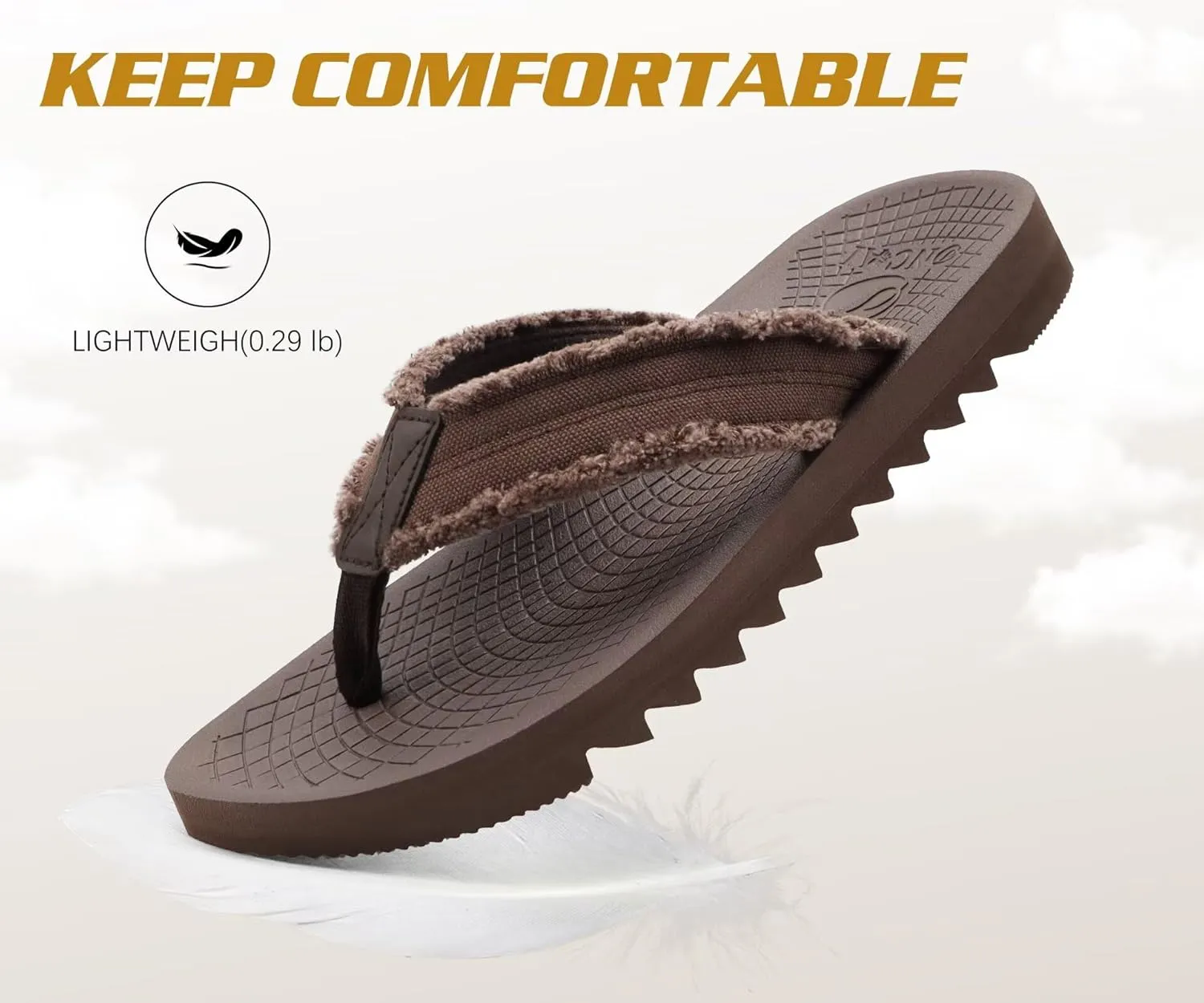 ONCAI Mens Flip Flops Summer Beach Walking Flip Flops Comfortable Soft Lightweight Recovery Cushion Slip On Sandals Size 7-15