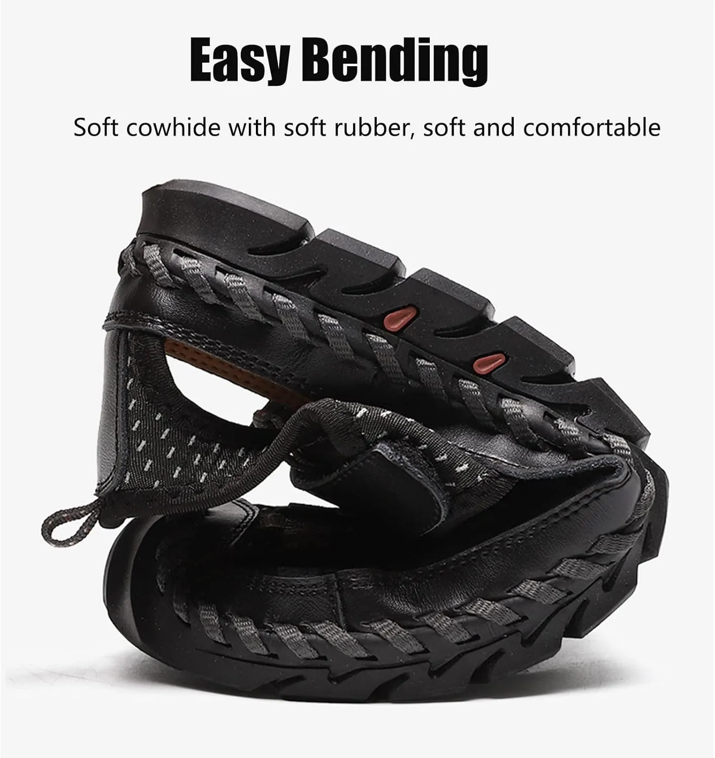 Optigard Men's Genuine Leather Hand Stitching Fisherman Sandals,Outdoor Casual Closed Toe Breathable Hiking Sandals Sport Walking Water Shoes