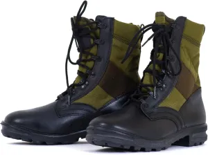 Original German Army Jungle Boots For Men - BALTES Black/Green Men’s Military Boots - Leather Combat Boots Men