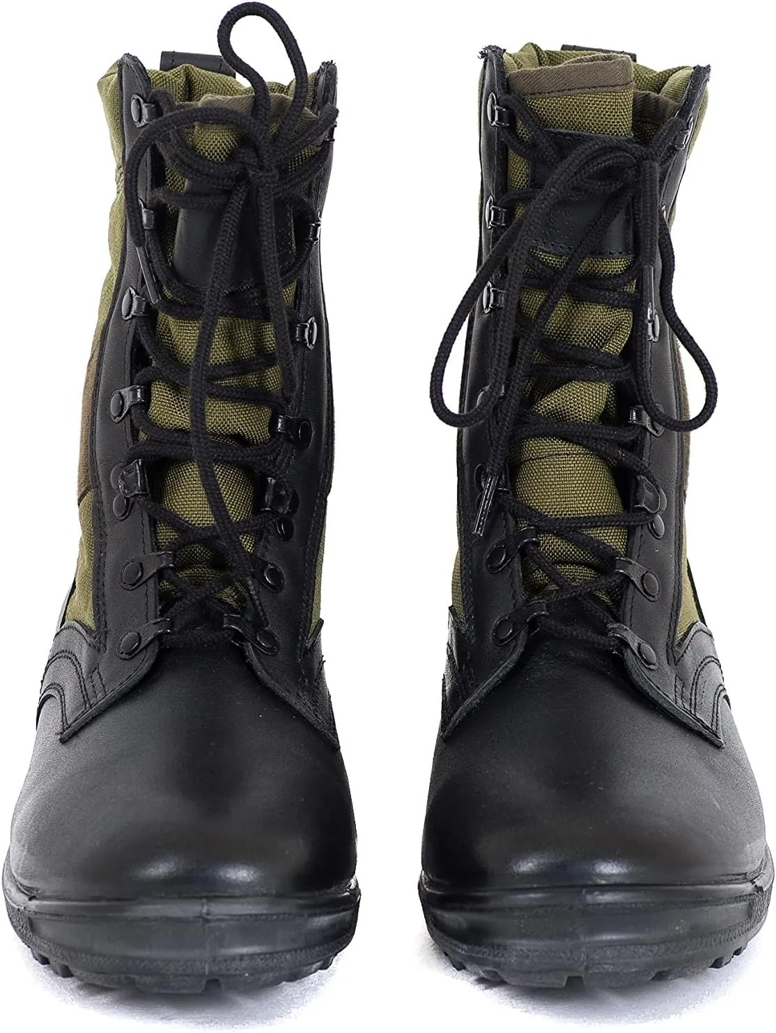 Original German Army Jungle Boots For Men - BALTES Black/Green Men’s Military Boots - Leather Combat Boots Men