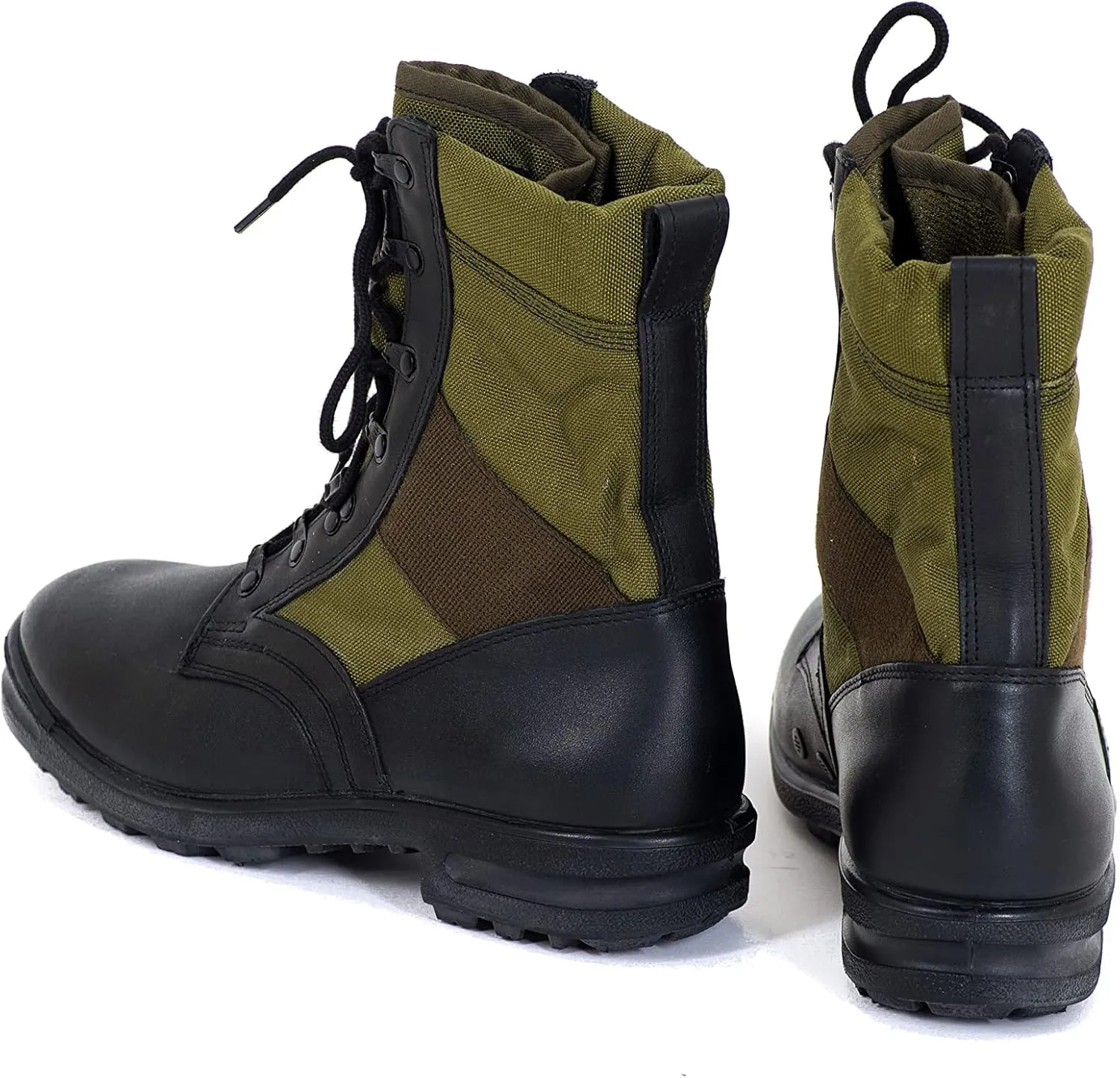 Original German Army Jungle Boots For Men - BALTES Black/Green Men’s Military Boots - Leather Combat Boots Men