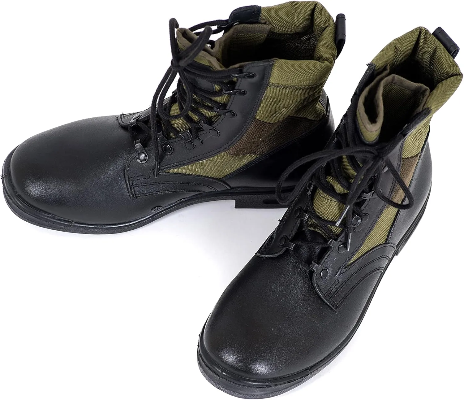 Original German Army Jungle Boots For Men - BALTES Black/Green Men’s Military Boots - Leather Combat Boots Men