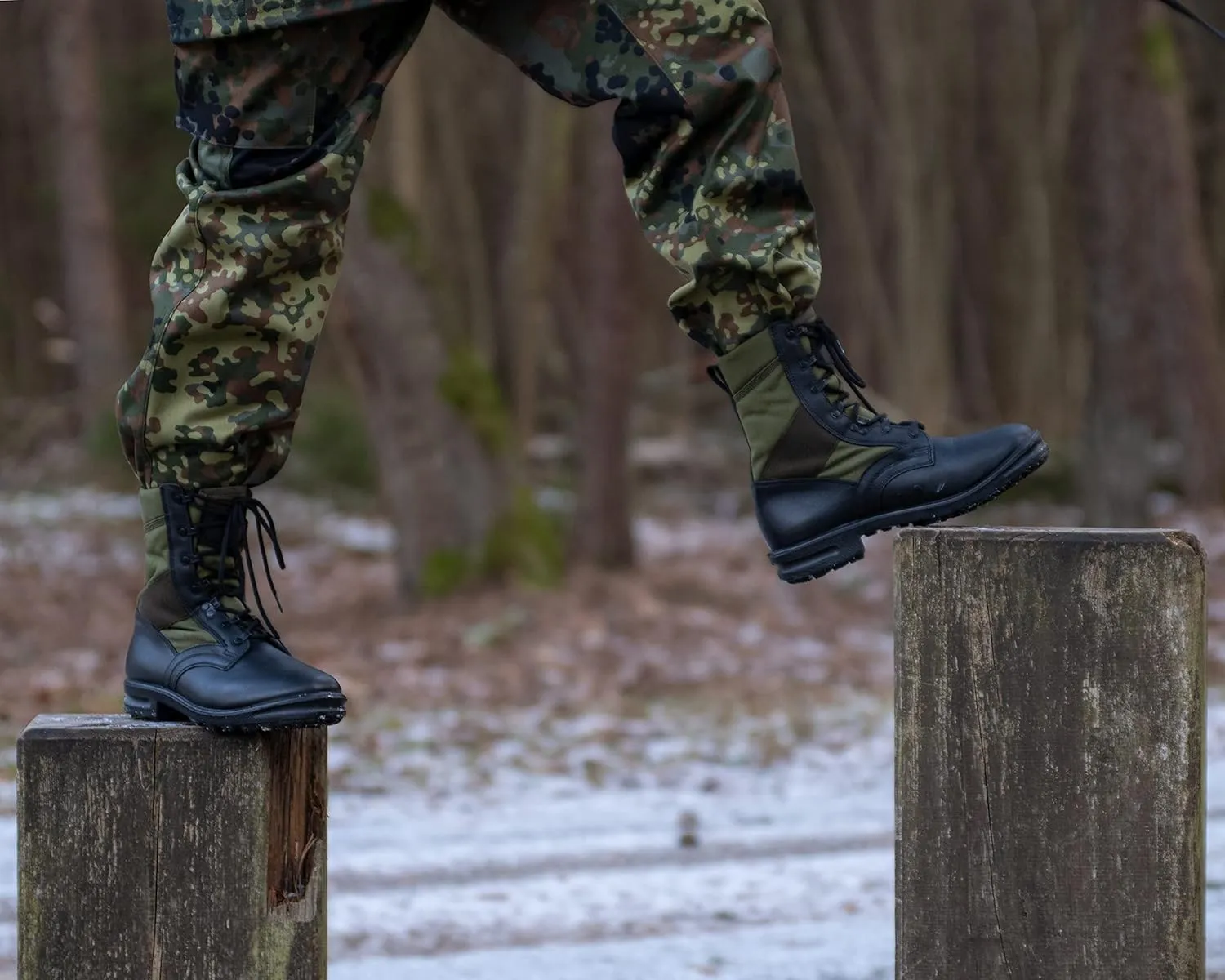 Original German Army Jungle Boots For Men - BALTES Black/Green Men’s Military Boots - Leather Combat Boots Men