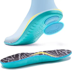 OrthoComfoot Comfortable Cushion Sneaker Insoles Men Women: Plantar Fasciitis Relief Arch Support Running Sports Inserts, Orthotics Gel Shock Absorbing for Walking All Day, Size 6 Men/8 Women