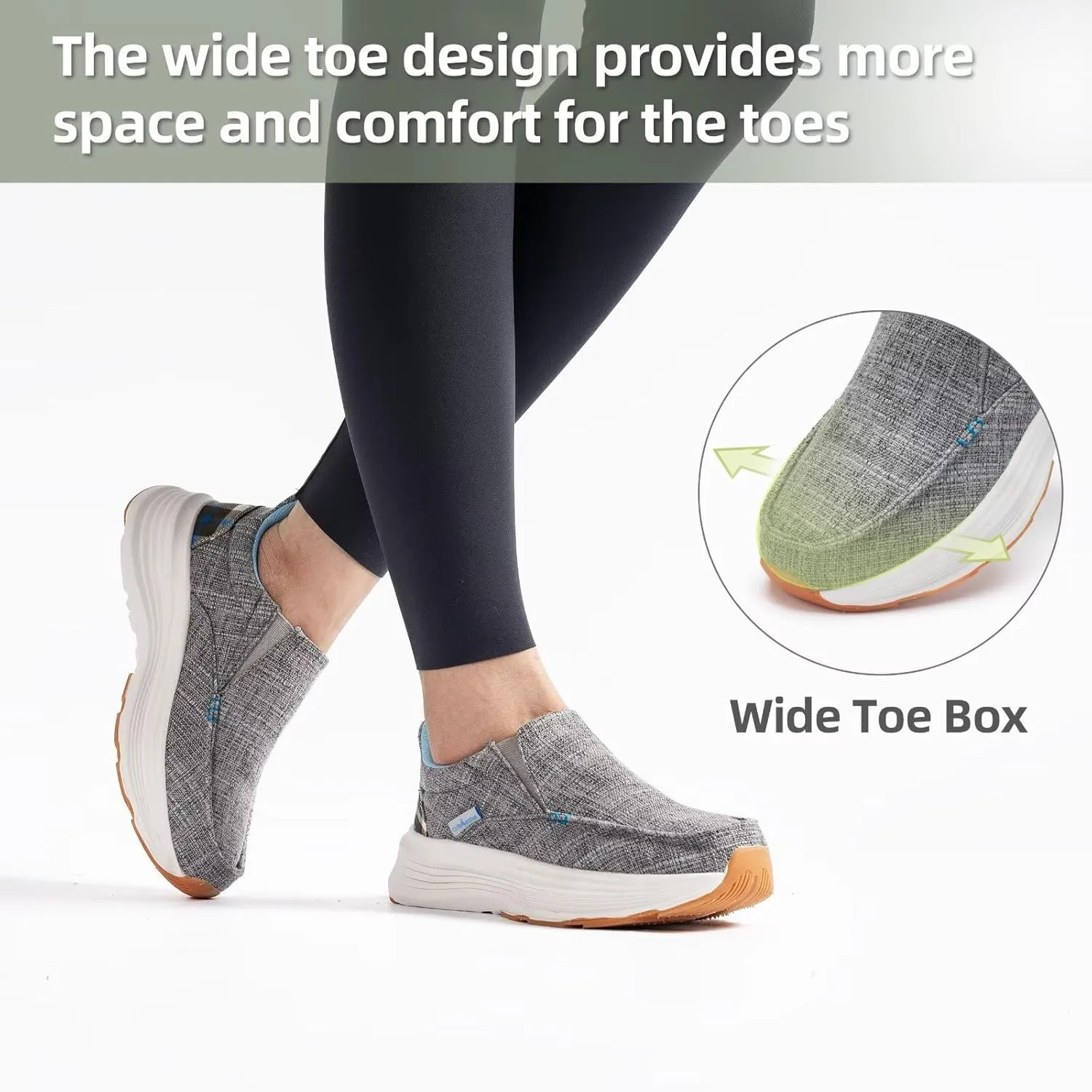 OrthoComfoot Women's Orthopedic Slip On Loafers: Comfortable Orthotic Walking Shoes with Arch Support for Plantar Fasciitis, Canvas Thick Sole Loafers for Foot and Heel Pain Relief