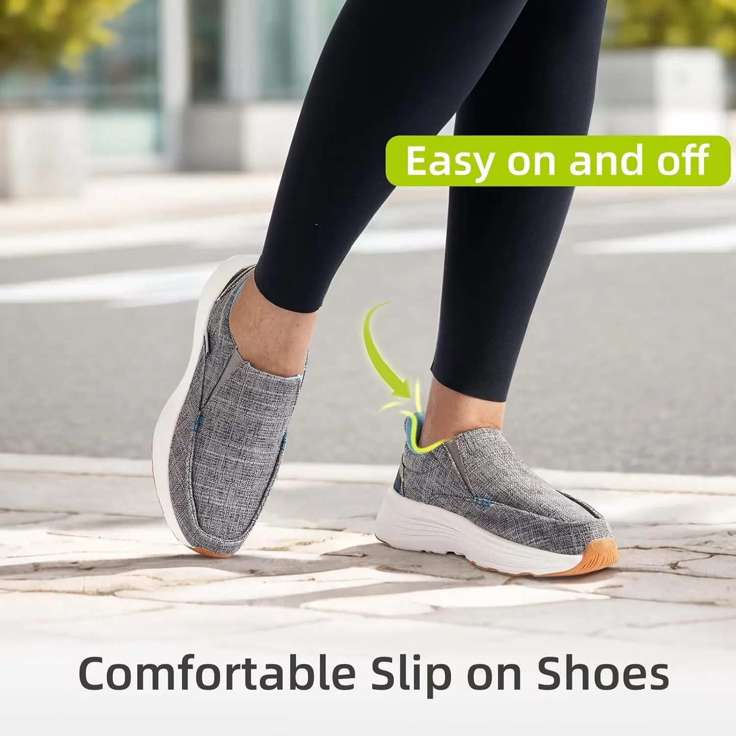 OrthoComfoot Women's Orthopedic Slip On Loafers: Comfortable Orthotic Walking Shoes with Arch Support for Plantar Fasciitis, Canvas Thick Sole Loafers for Foot and Heel Pain Relief