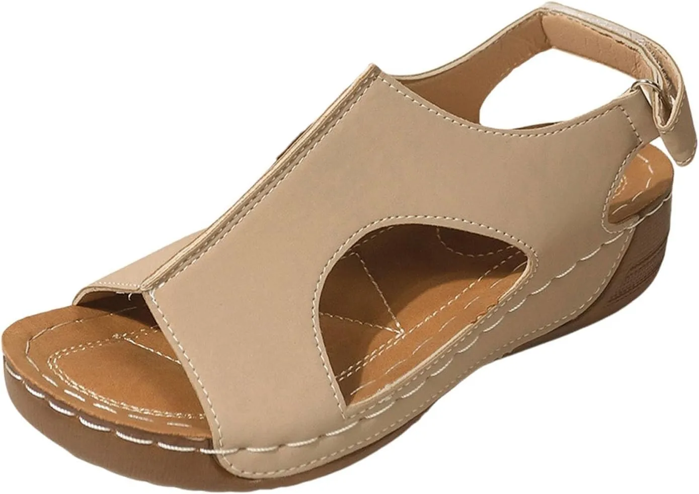 Orthopedic Sandals for Women Comfortable Summer Ankle Strap Open Toe Wedge Dressy Sandals Casual Dressy Open Back Sandal Platform Slip On Shoes with Arch Support for All Day Wear
