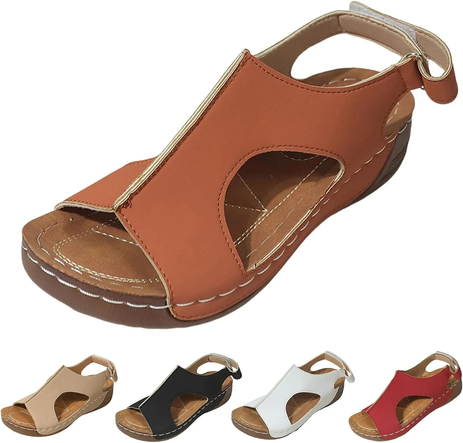 Orthopedic Sandals for Women Comfortable Summer Ankle Strap Open Toe Wedge Dressy Sandals Casual Dressy Open Back Sandal Platform Slip On Shoes with Arch Support for All Day Wear