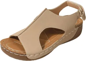 Orthopedic Sandals for Women Comfortable Summer Ankle Strap Open Toe Wedge Dressy Sandals Casual Dressy Open Back Sandal Platform Slip On Shoes with Arch Support for All Day Wear
