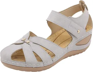 Orthopedic Sandals for Women High Heel Bohemian Elastic Ankle Strap Classic Summer Anti Slip Soft Shoes