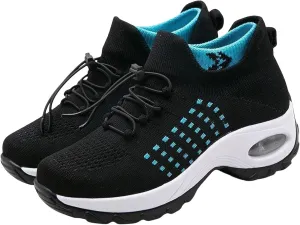 Orthopedic Sneakers for Women Men Comfortable Breathable Walking Shoes,Soft Damping Air Cushion Footwear Anti-Skid Waterproof Soles Sneakers,Elastic Strap Running Shoes Unisex with Arch Support
