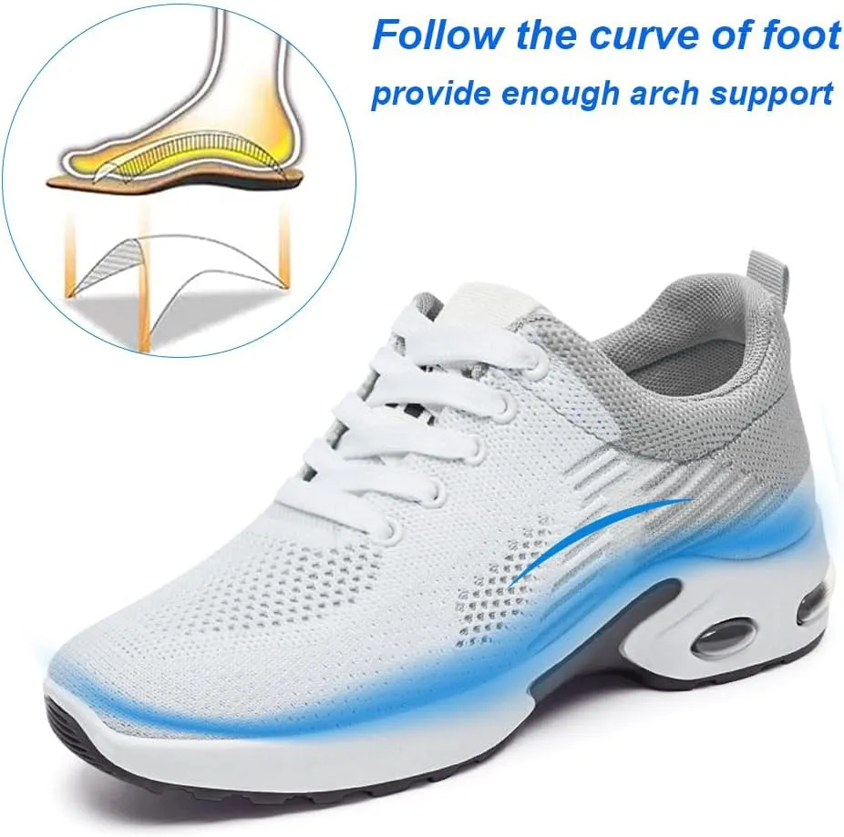 Padgene Womens Sneakers Air Cushion Running Shoes Lightweight Tennis Walking Shoes Mesh Breathable Gym Work Fashion Sneakers Athletic Comfortable Casual