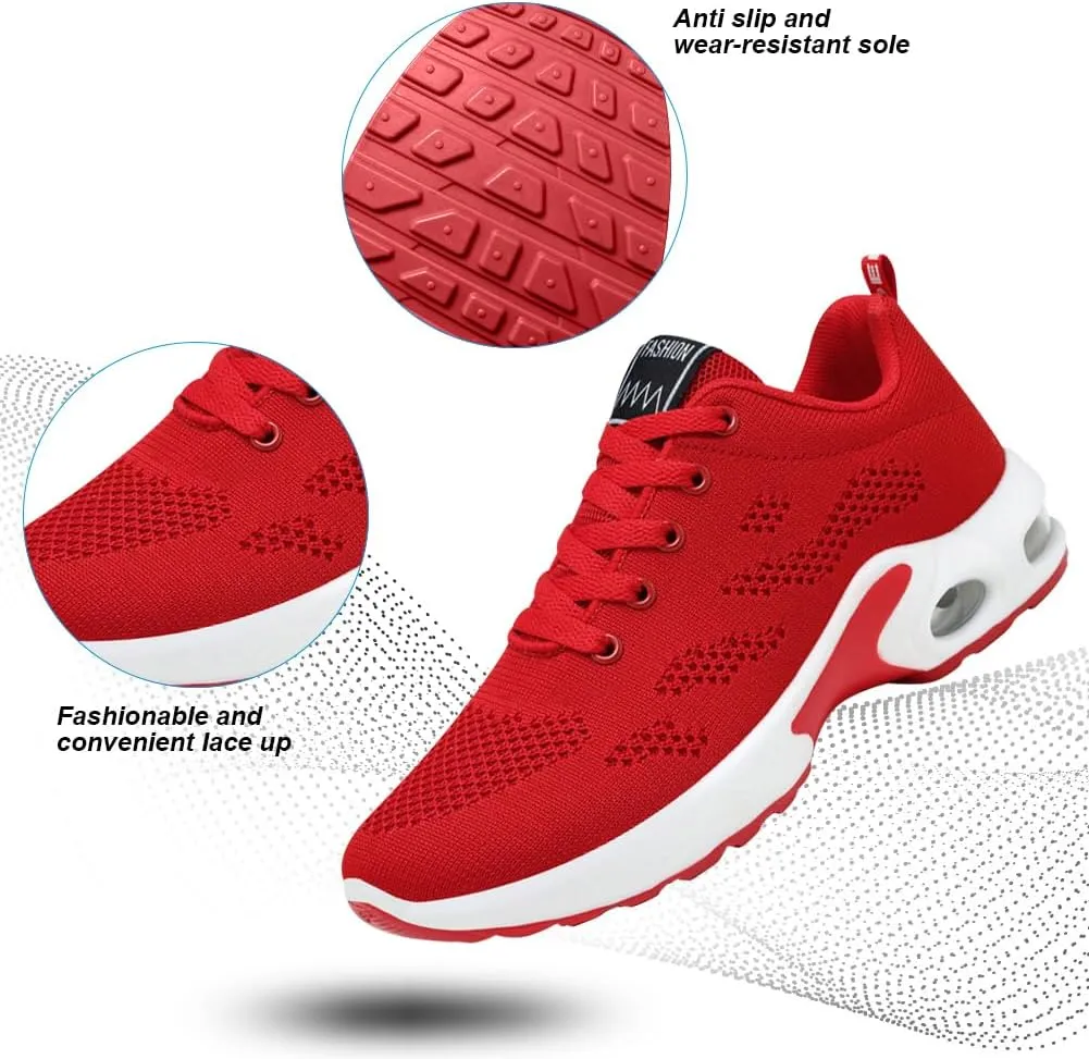 Padgene Womens Sneakers Air Cushion Running Shoes Lightweight Tennis Walking Shoes Mesh Breathable Gym Work Fashion Sneakers Athletic Comfortable Casual