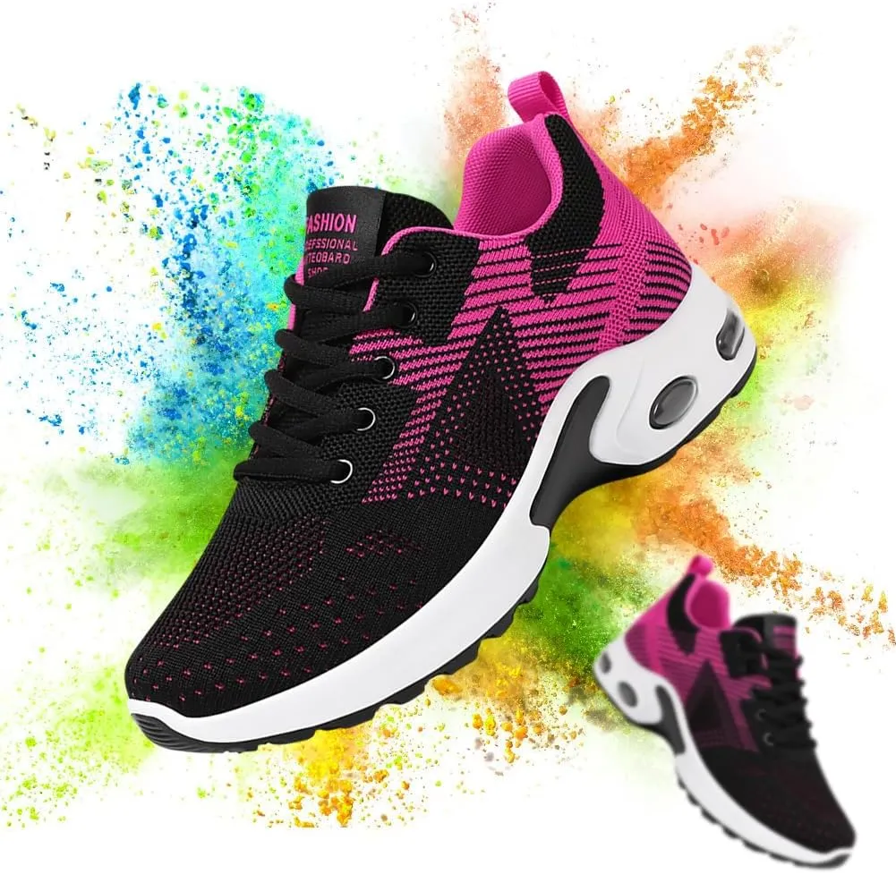 Padgene Womens Sneakers Air Cushion Running Shoes Lightweight Tennis Walking Shoes Mesh Breathable Gym Work Fashion Sneakers Athletic Comfortable Casual