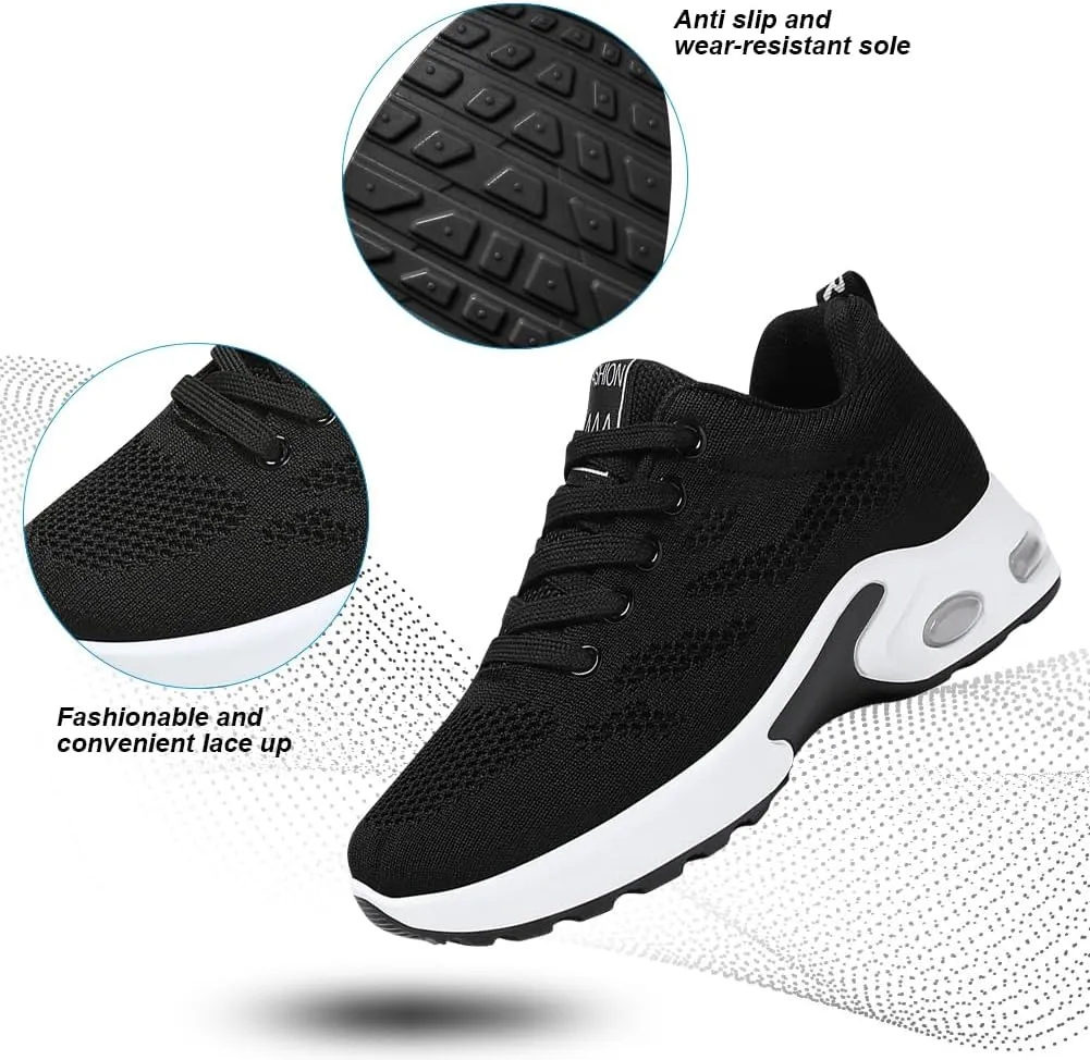 Padgene Womens Sneakers Air Cushion Running Shoes Lightweight Tennis Walking Shoes Mesh Breathable Gym Work Fashion Sneakers Athletic Comfortable Casual