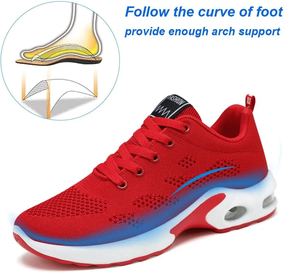 Padgene Womens Sneakers Air Cushion Running Shoes Lightweight Tennis Walking Shoes Mesh Breathable Gym Work Fashion Sneakers Athletic Comfortable Casual