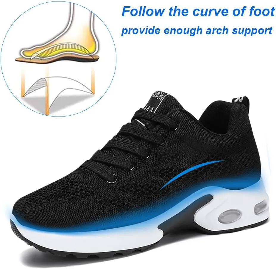 Padgene Womens Sneakers Air Cushion Running Shoes Lightweight Tennis Walking Shoes Mesh Breathable Gym Work Fashion Sneakers Athletic Comfortable Casual