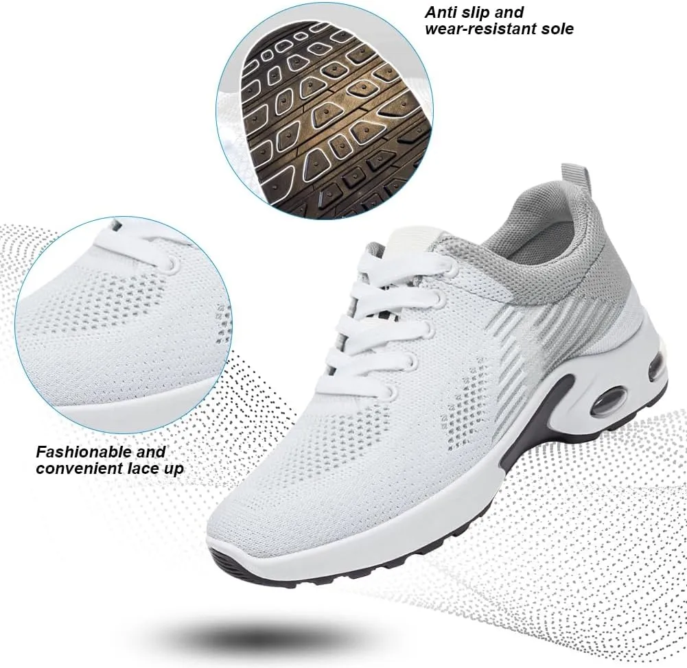 Padgene Womens Sneakers Air Cushion Running Shoes Lightweight Tennis Walking Shoes Mesh Breathable Gym Work Fashion Sneakers Athletic Comfortable Casual