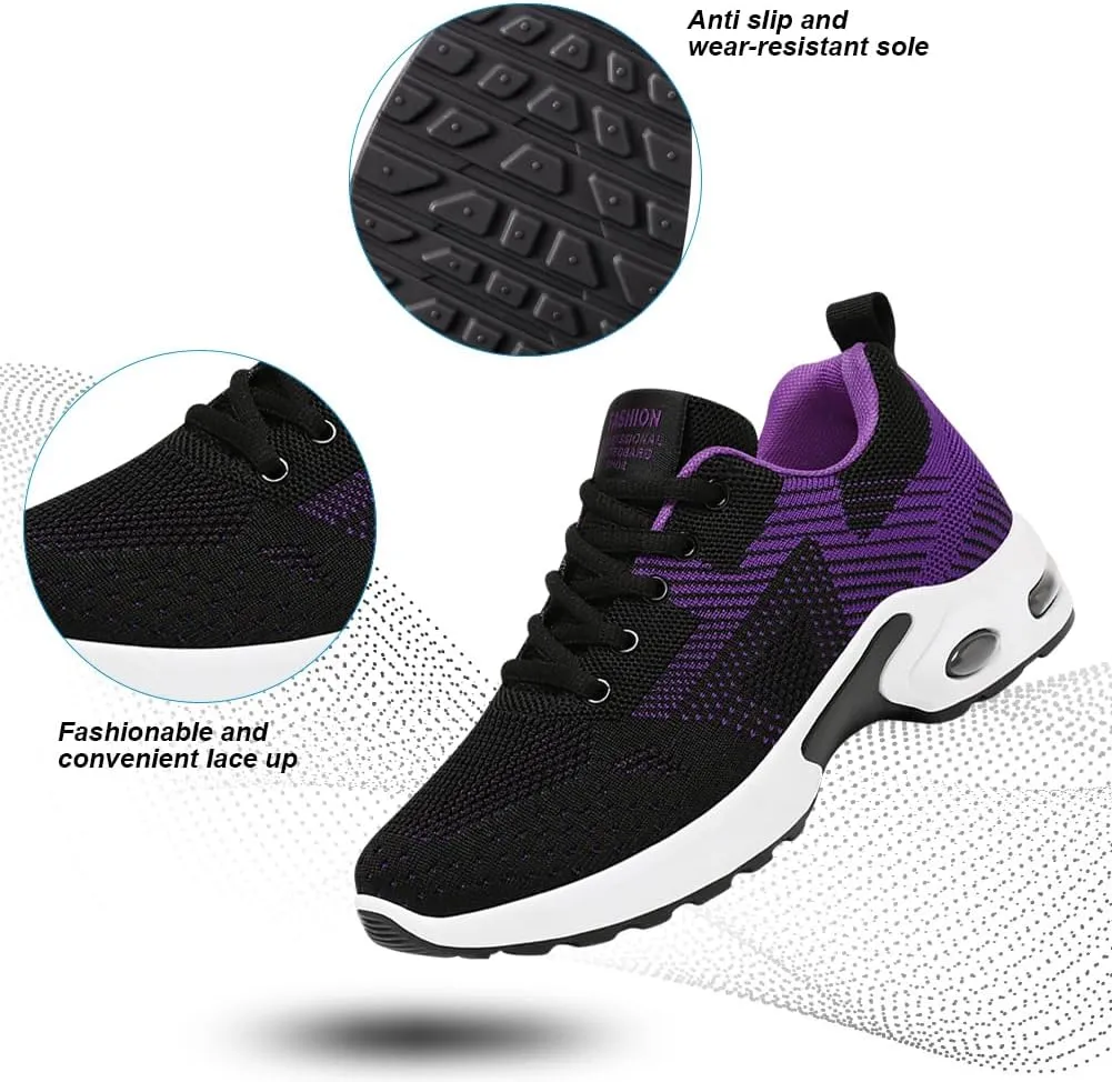 Padgene Womens Sneakers Air Cushion Running Shoes Lightweight Tennis Walking Shoes Mesh Breathable Gym Work Fashion Sneakers Athletic Comfortable Casual