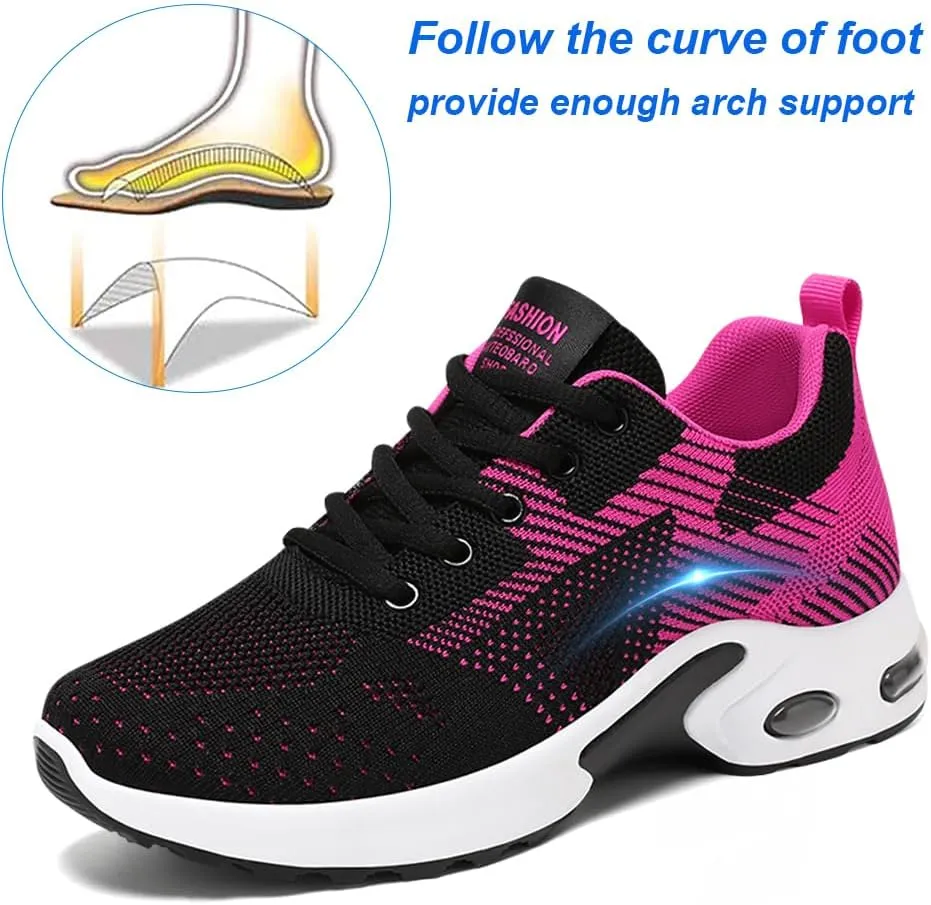 Padgene Womens Sneakers Air Cushion Running Shoes Lightweight Tennis Walking Shoes Mesh Breathable Gym Work Fashion Sneakers Athletic Comfortable Casual