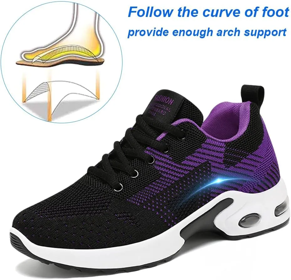 Padgene Womens Sneakers Air Cushion Running Shoes Lightweight Tennis Walking Shoes Mesh Breathable Gym Work Fashion Sneakers Athletic Comfortable Casual