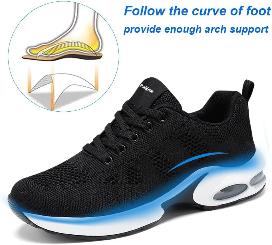 Padgene Womens Sneakers Air Cushion Running Shoes Lightweight Tennis Walking Shoes Mesh Breathable Gym Work Fashion Sneakers Athletic Comfortable Casual