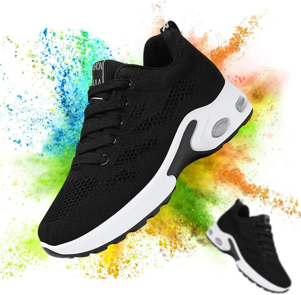 Padgene Womens Sneakers Air Cushion Running Shoes Lightweight Tennis Walking Shoes Mesh Breathable Gym Work Fashion Sneakers Athletic Comfortable Casual
