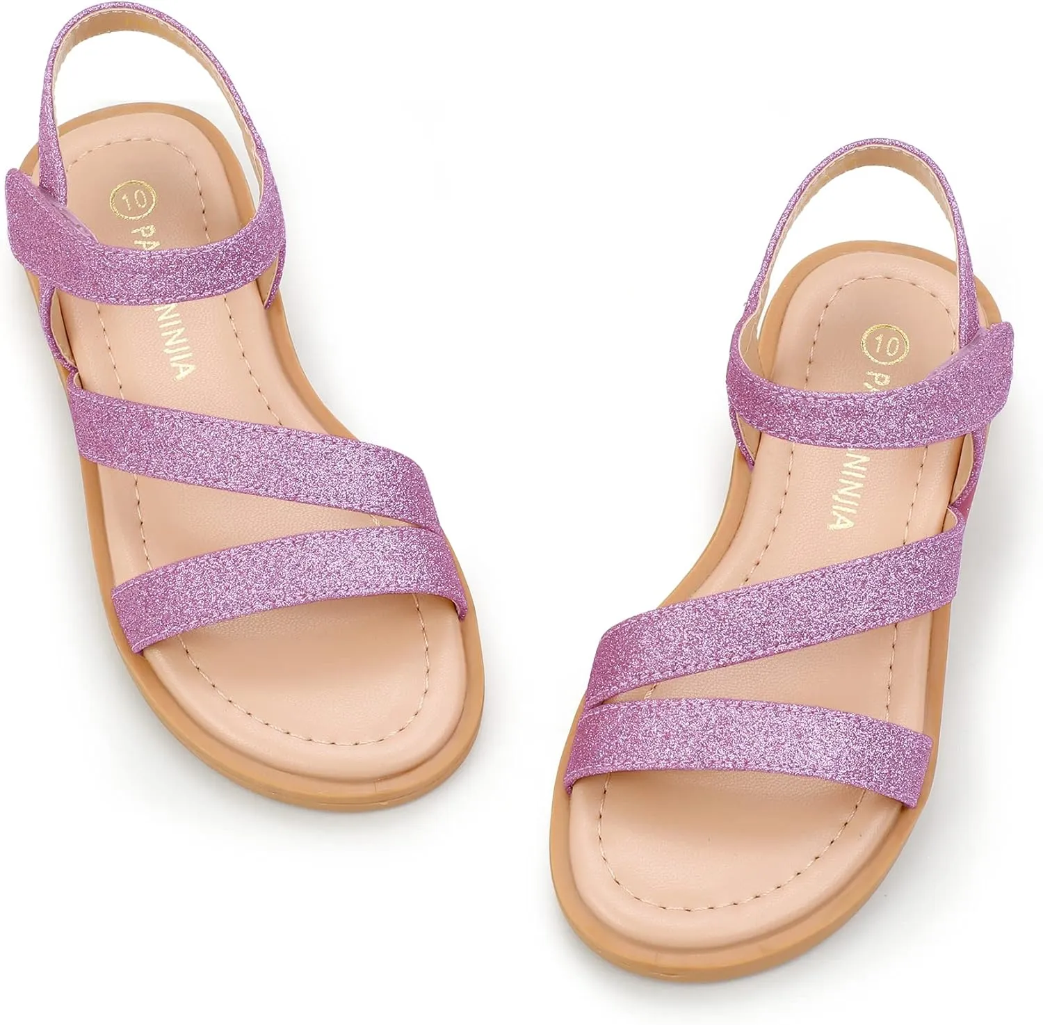 PANDANINJIA Girls Sandals Monica Summer Open Toe Flats Shoes Dress Sandals for Toddler Little Kid Big Kid